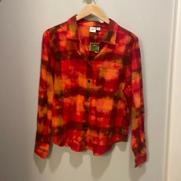 NWOT Berry Boop red and orange woman’s flannel - Picture 1 of 11